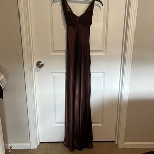 Cache brown satin prom dress